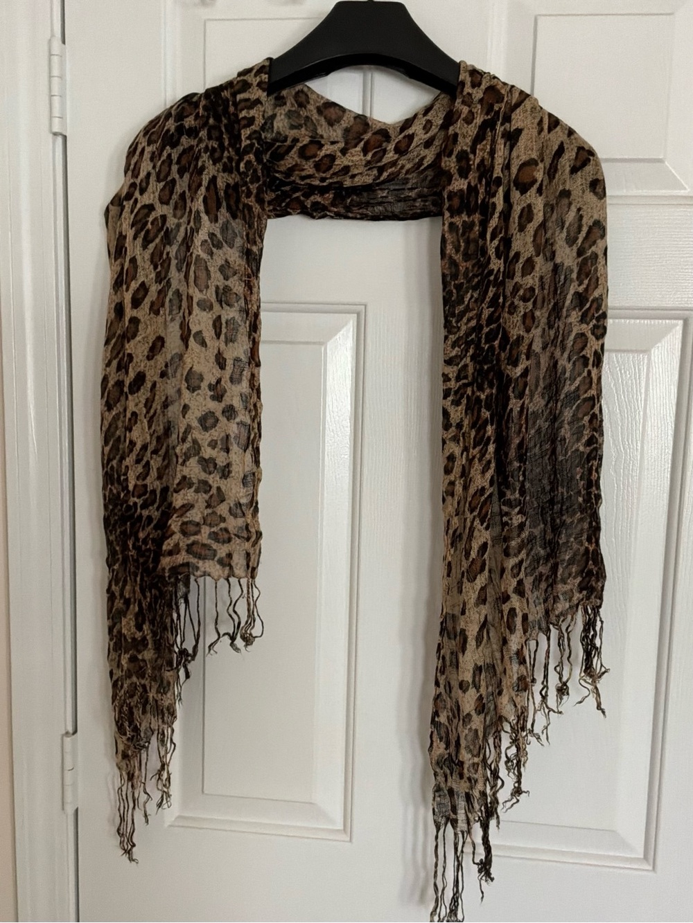 Leopard Print Lightweight Scarf - Brown